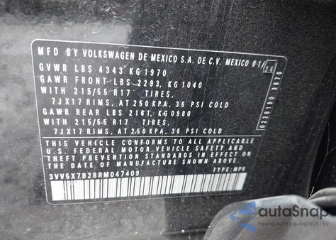 2024 Volkswagen Taos 1.5T S from USA, damaged, VIN 3VV5X7B28RM047409